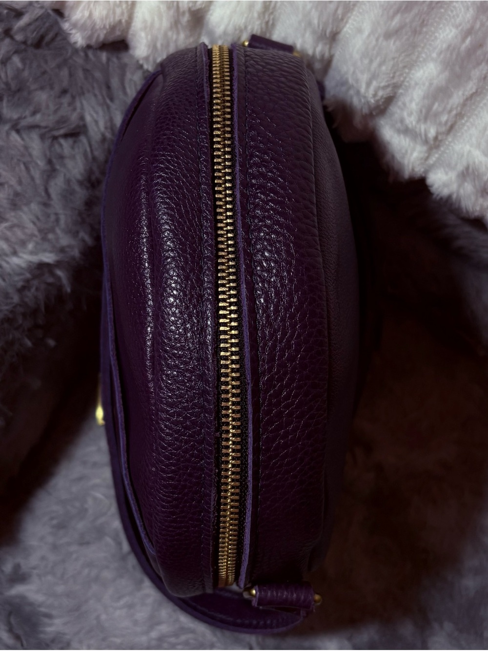 Portland Leather Group Round Crossbody Bag - Large - Deep Plum - Picture 5 of 7